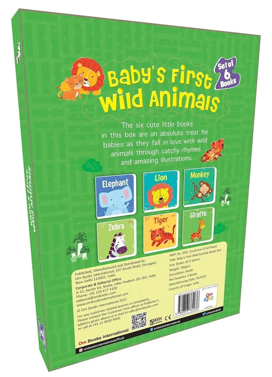 Om Books International Baby's First Wild Animals (Set of 6 board books )