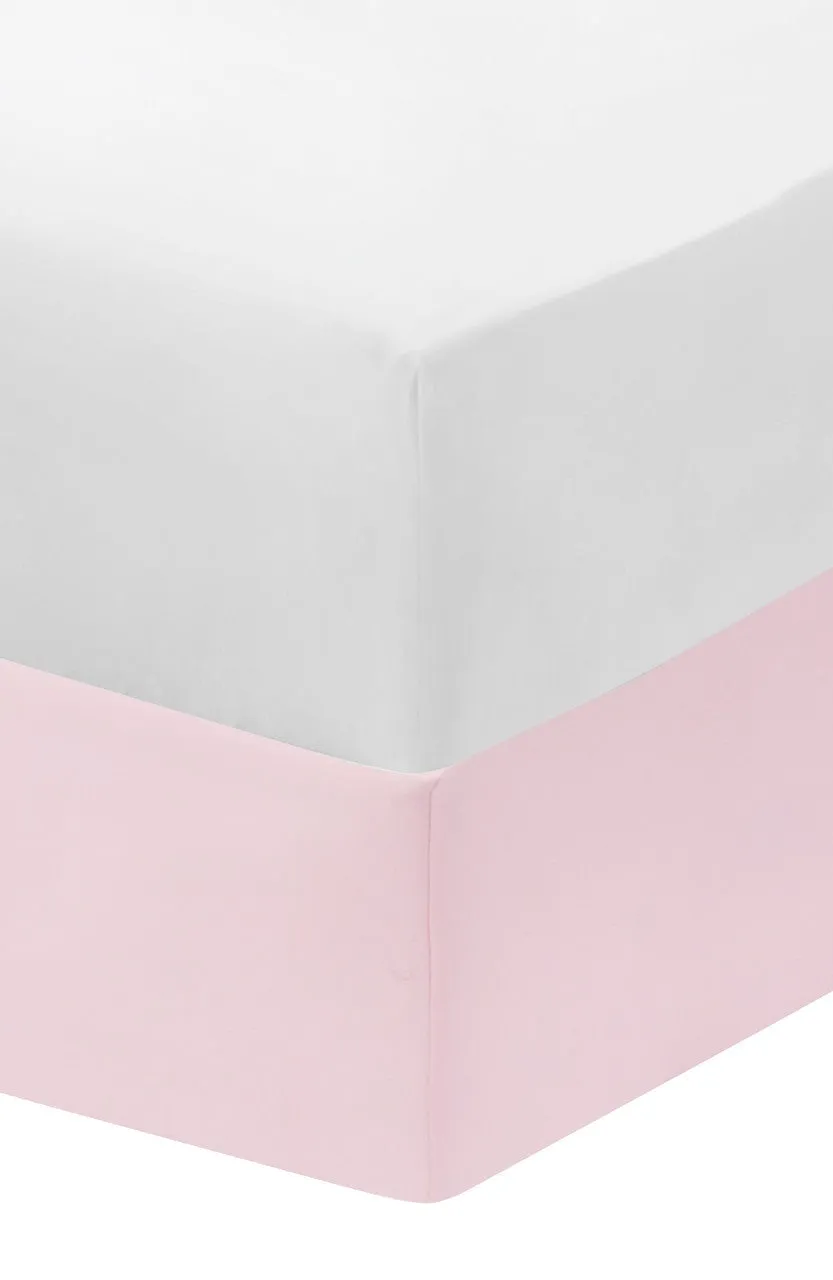 Pink/White 2-Pack Fitted Crib Sheets