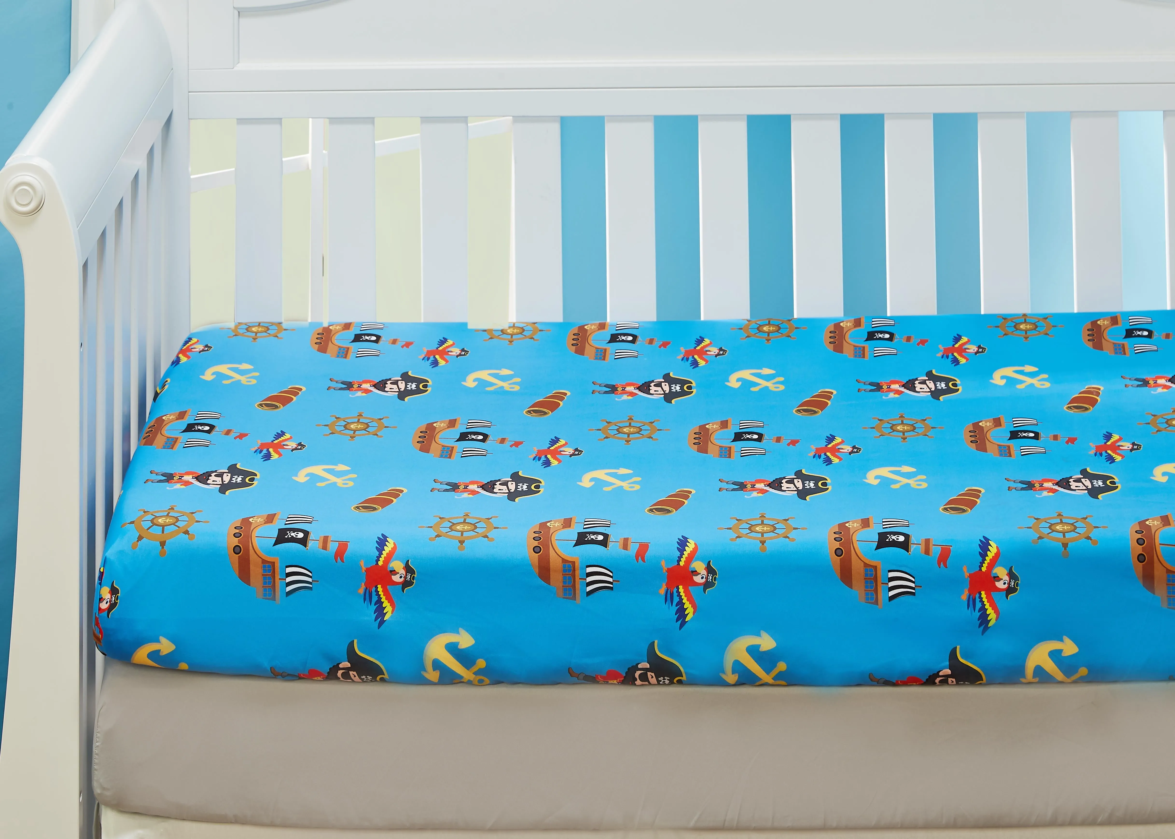 Pirates Treasure Hunt 2-Pack Fitted Crib Sheet