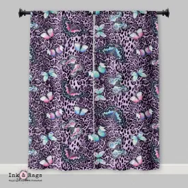 Purple Leopard Butterfly Curtains