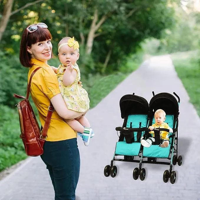 R for Rabbit Ginny And Johnny Twin Strollers & Pram- Black Blue