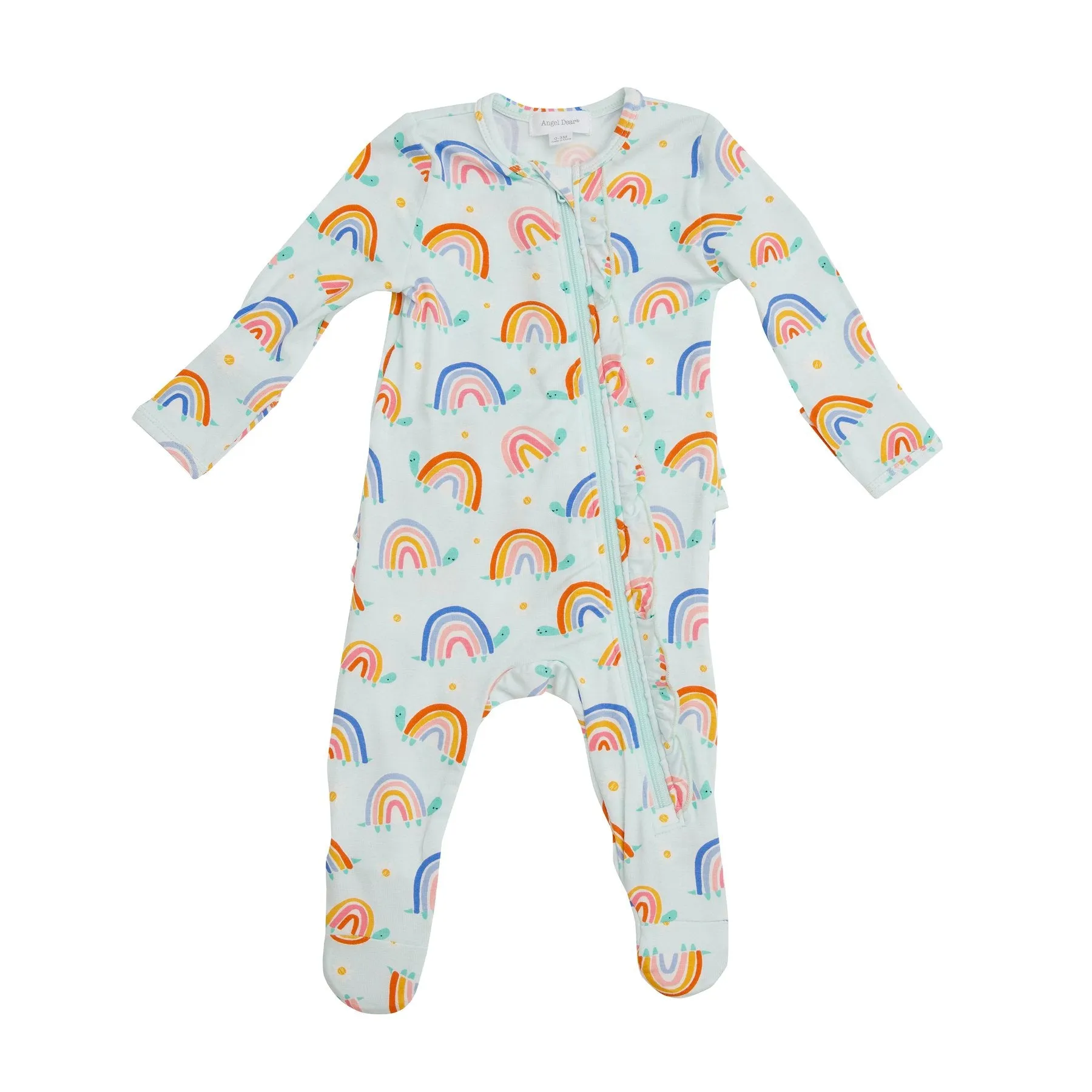 Rainbow Turtles Zipper Footie Size 0-3 Months