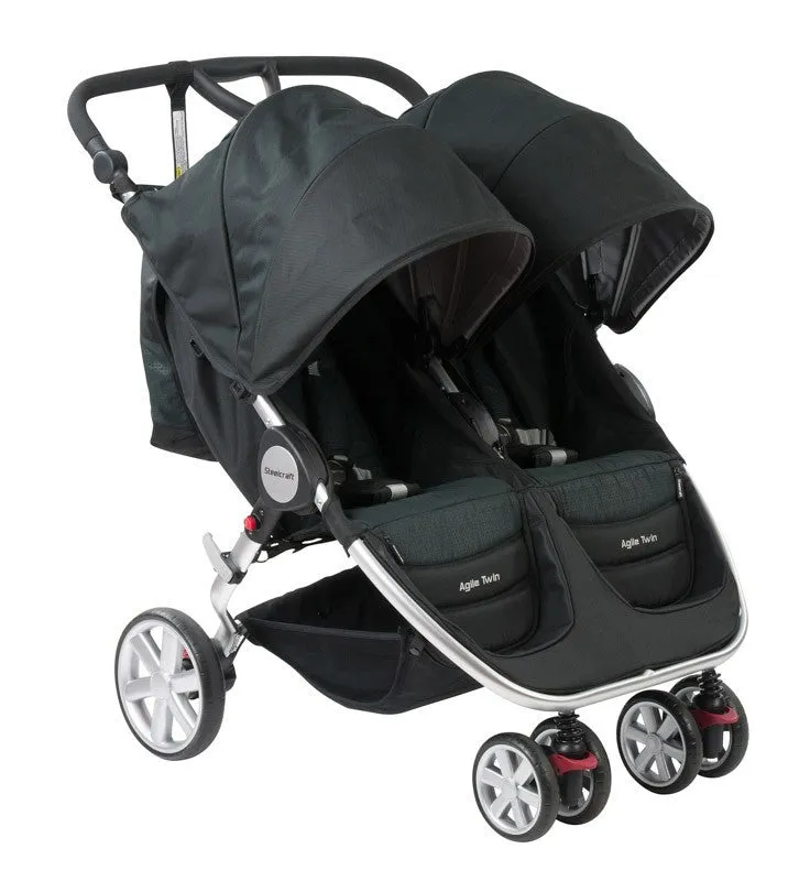 Steelcraft Agile Plus Twin Stroller Black Linen