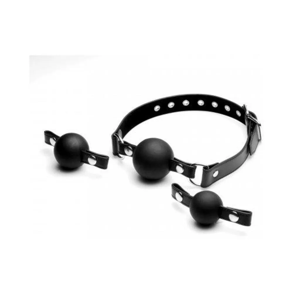 Strict Interchangeable Silicone Ball Gag Set Black