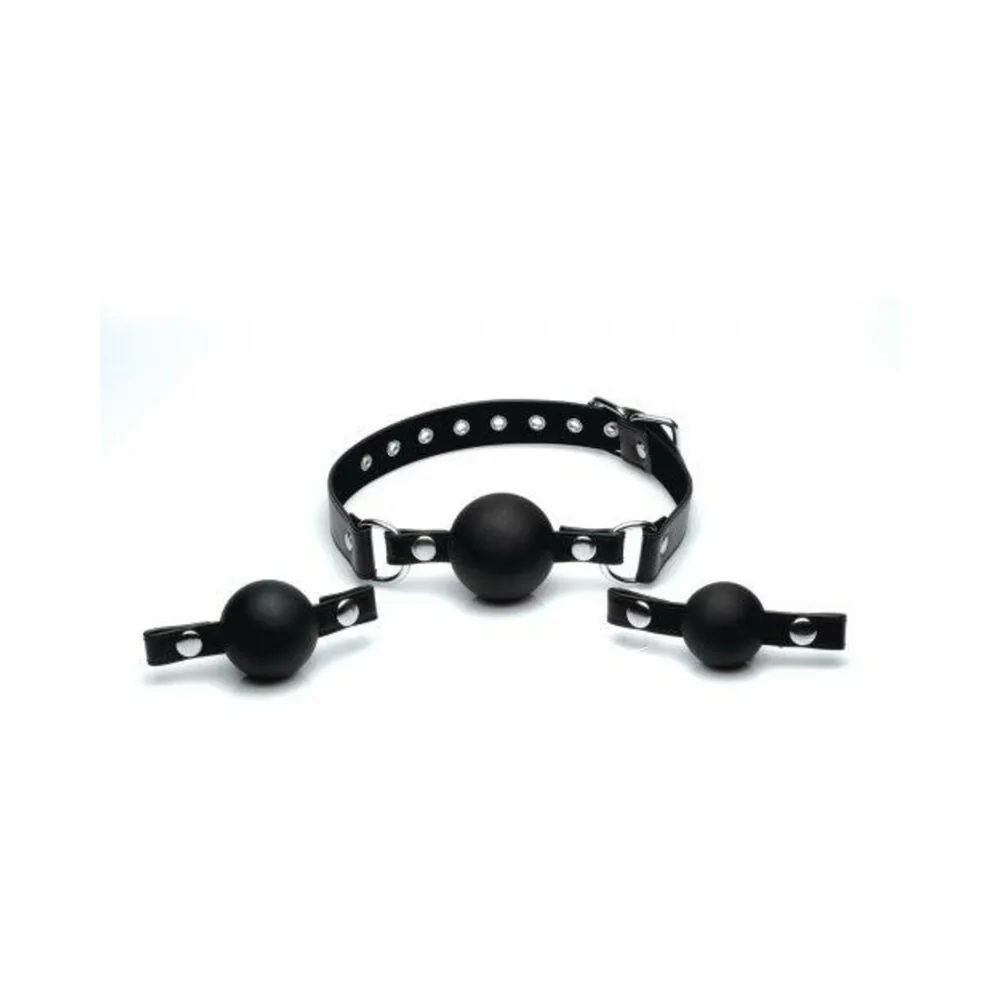 Strict Interchangeable Silicone Ball Gag Set Black