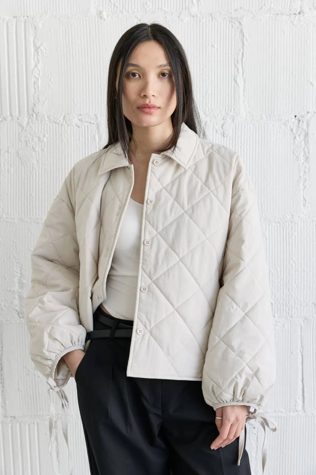 The Cameron Jacket | Oversized Quilted Wrist Tie Jacket