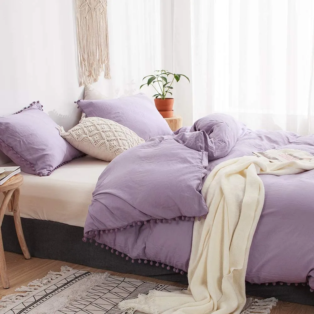 The Softy Pom Pom Purple Bed Set