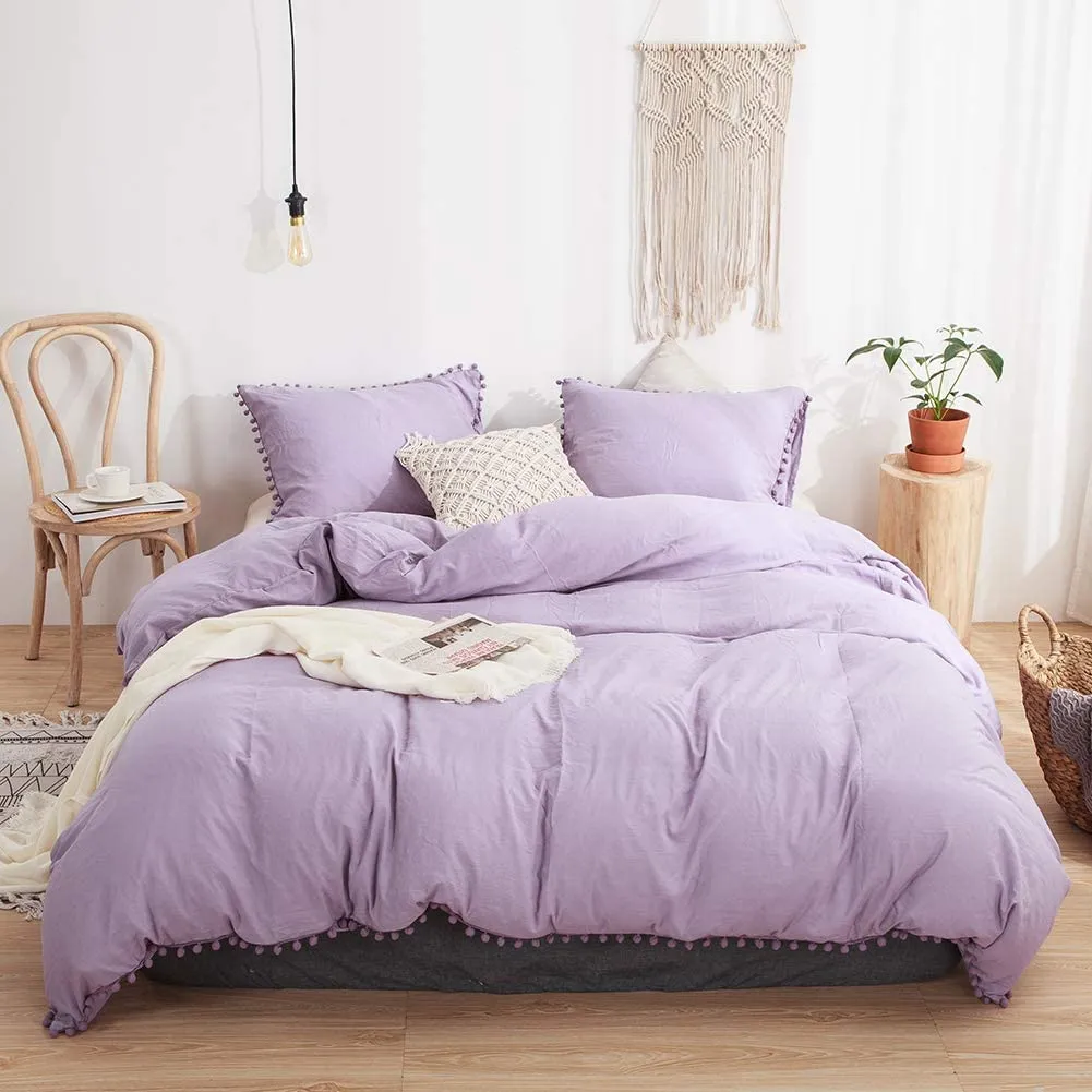 The Softy Pom Pom Purple Bed Set