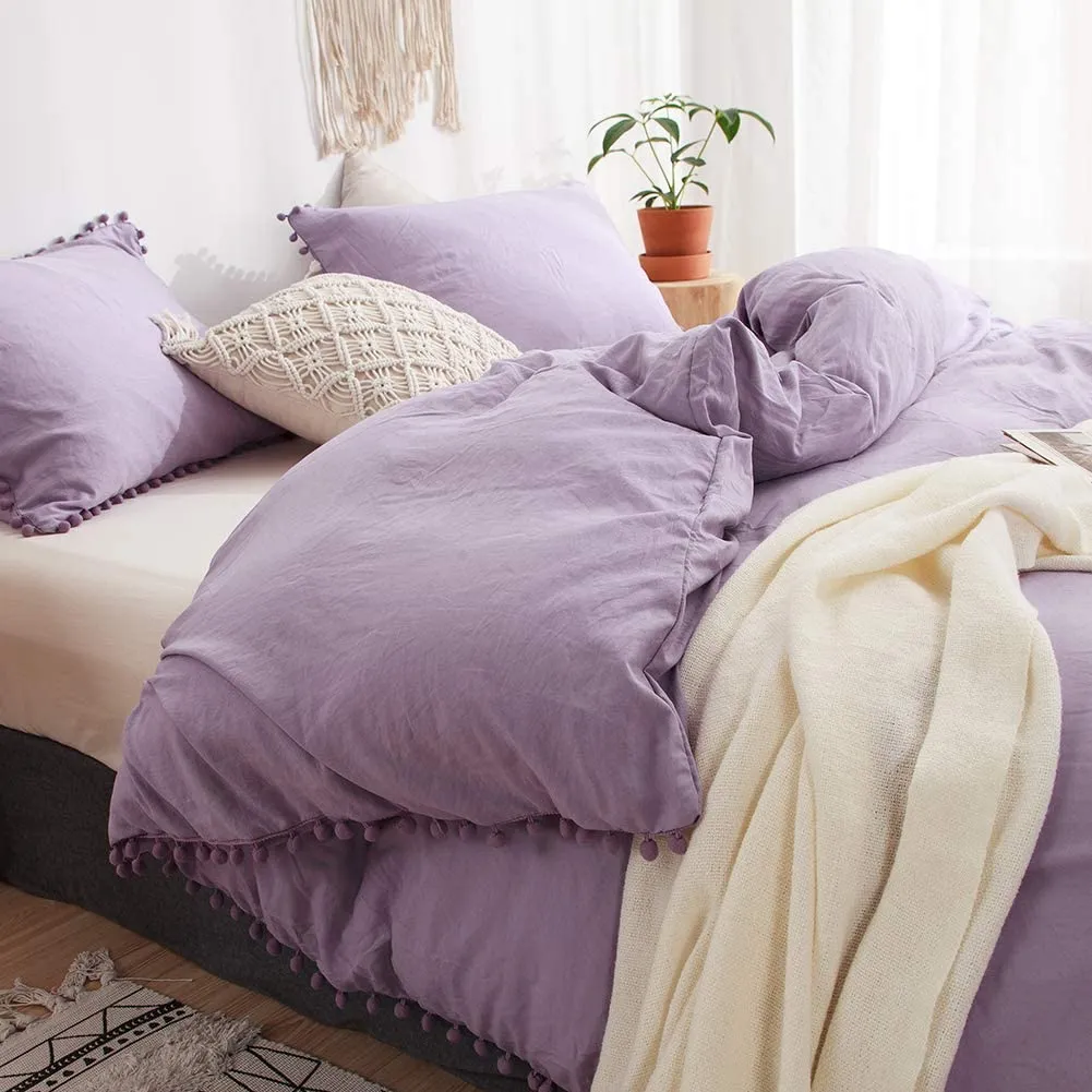 The Softy Pom Pom Purple Bed Set