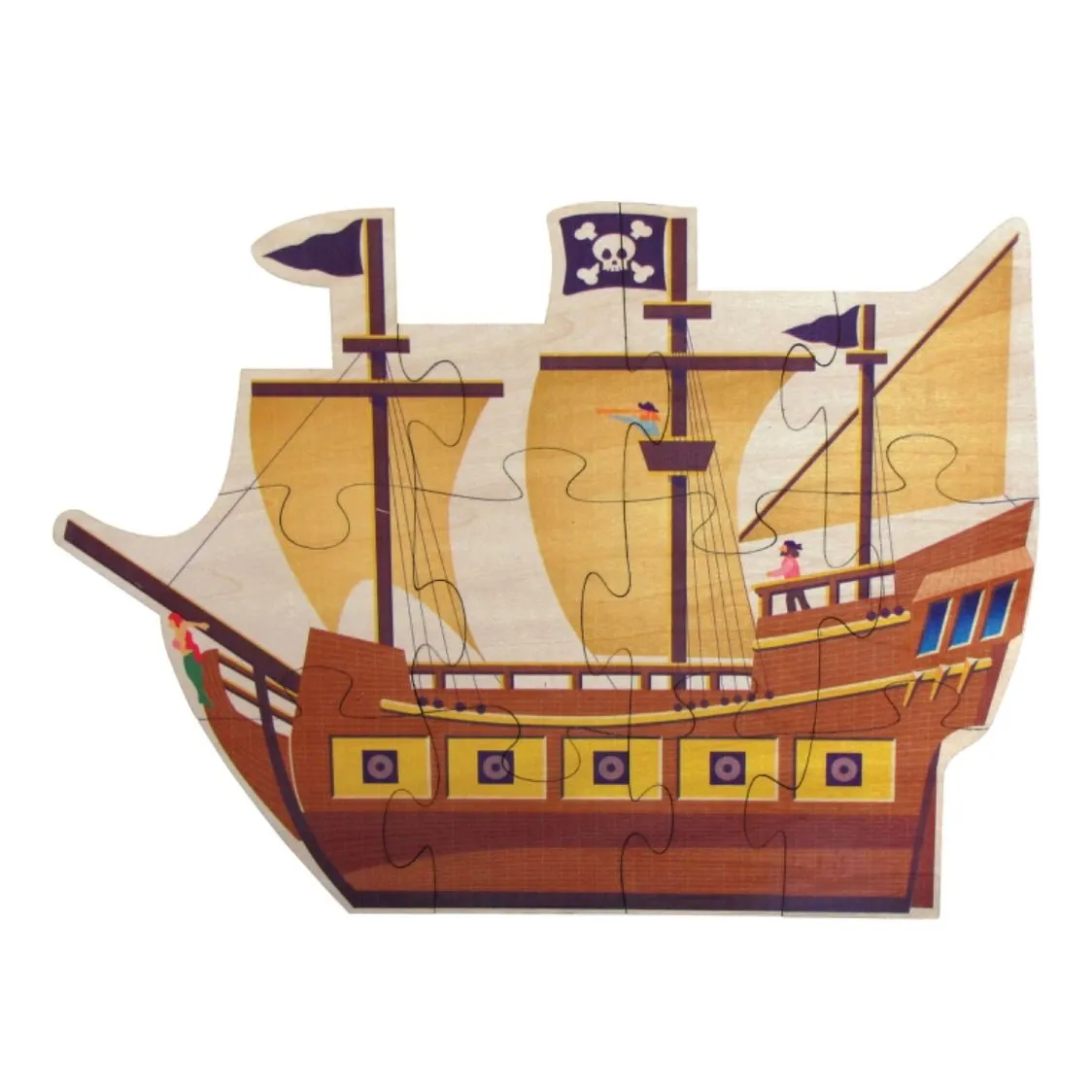 Wooden Pirate Ship Jigsaw Puzzle - Made in USA