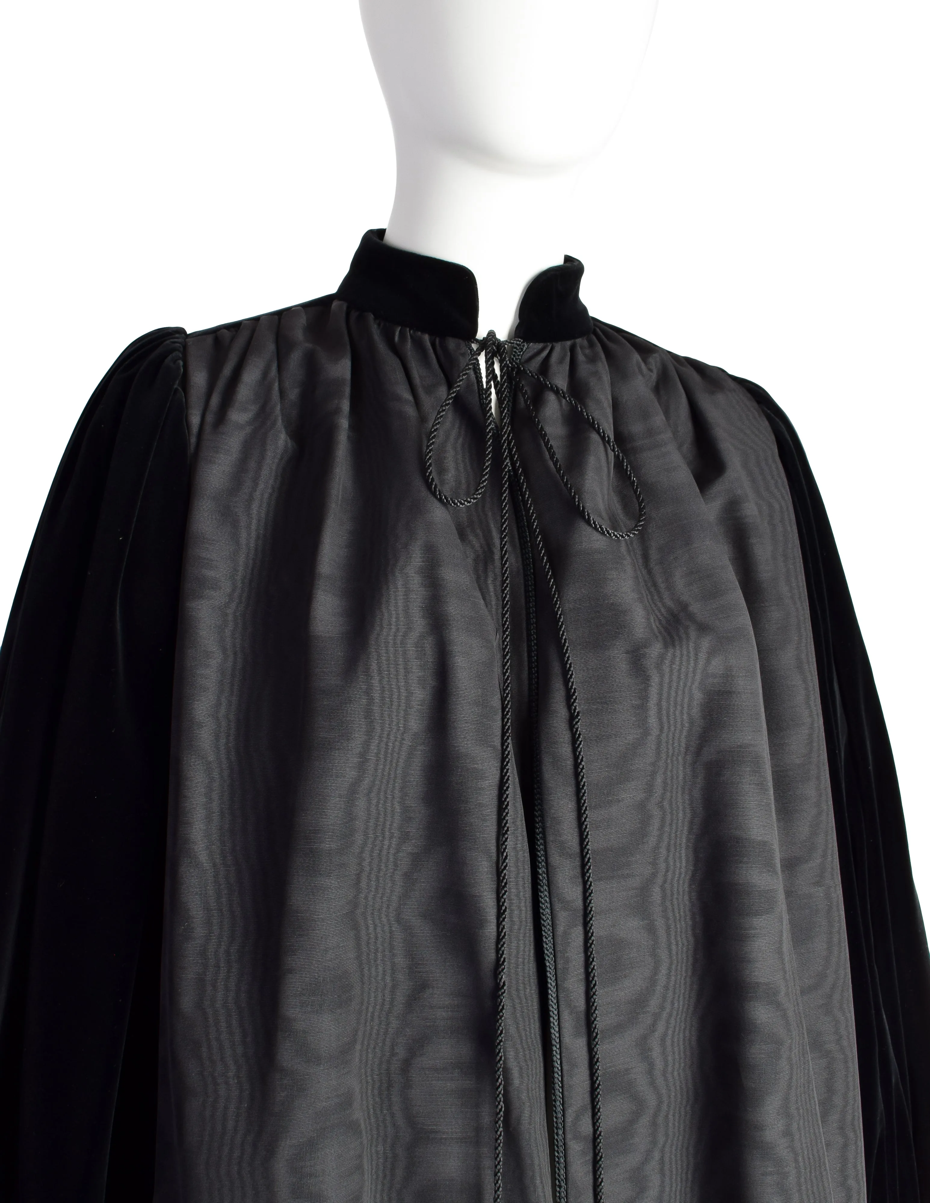 Yves Saint Laurent Vintage AW 1976-77 Russian Collection Black Moire Velvet Cropped Jacket