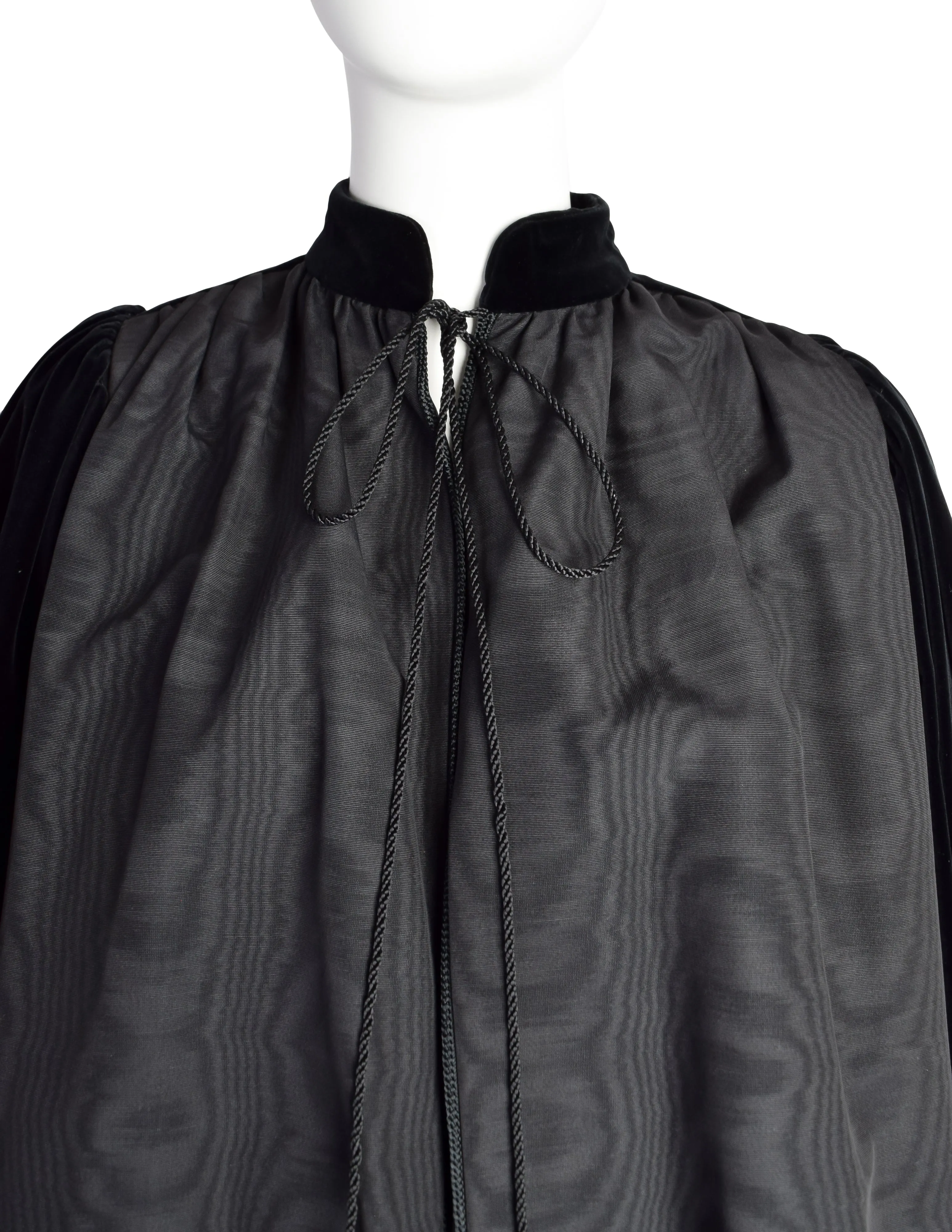 Yves Saint Laurent Vintage AW 1976-77 Russian Collection Black Moire Velvet Cropped Jacket