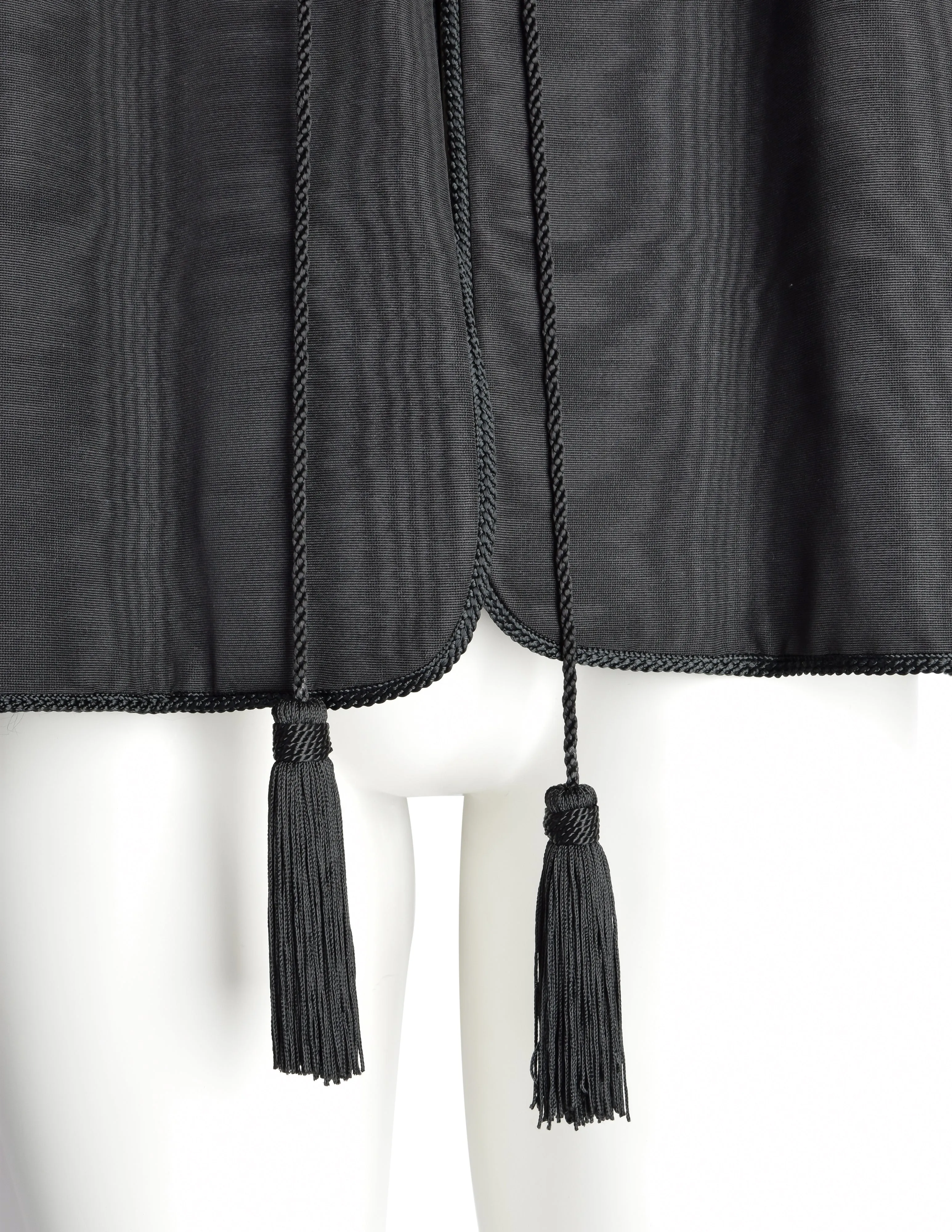 Yves Saint Laurent Vintage AW 1976-77 Russian Collection Black Moire Velvet Cropped Jacket