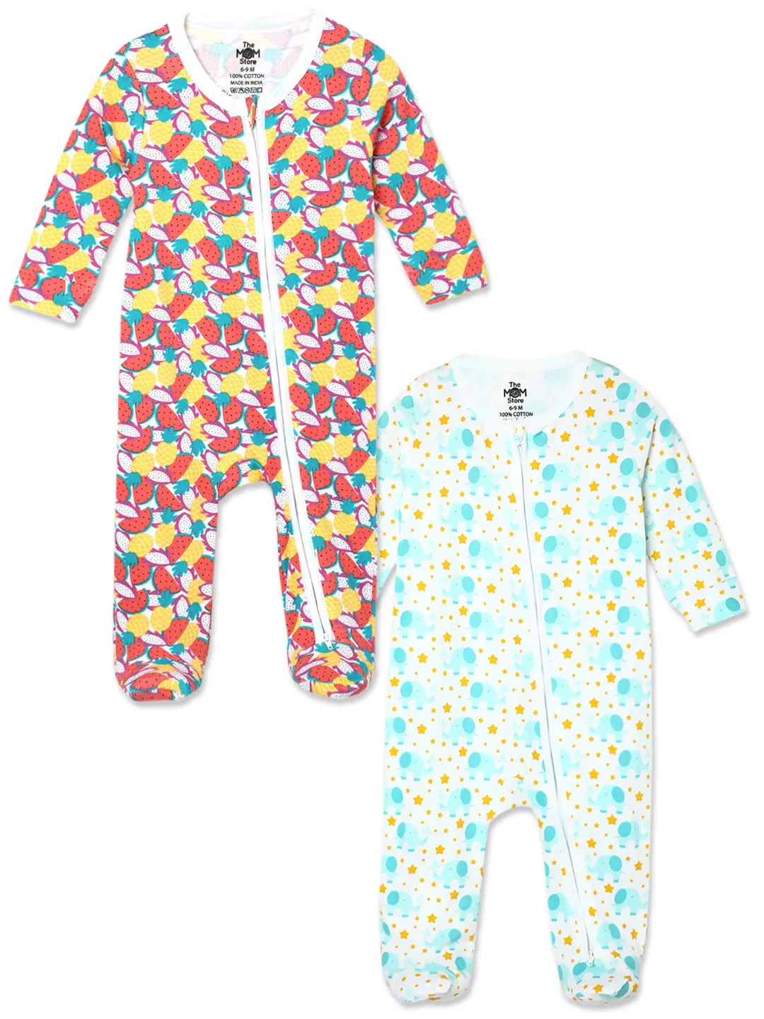 Zipper Romper Combo of 2: Fruitilicious-Elephantastic